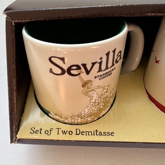 Starbucks Set of 2 Demitasse Mugs Espresso 3 fl oz Spain & Sevilla NEW - Picture 3 of 5